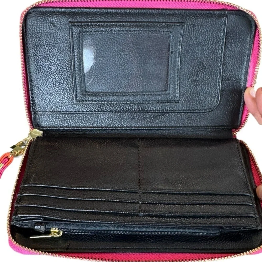 NWT Betsey Johnson Rainbow Colorblock Gold Heart Zip Wristlet Wallet